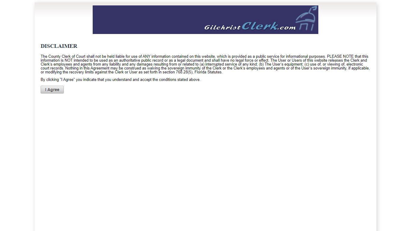 Gilchrist County OCRS - ONLINE COURT RECORDS SEARCH